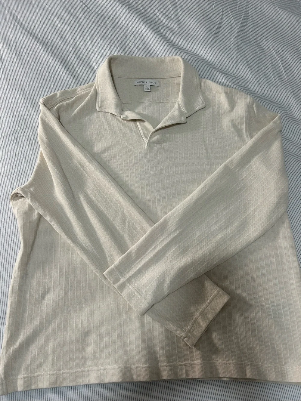 Banana Republic Ivory Long-Sleeve Polo